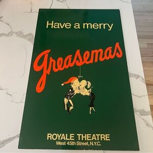 Vintage RARE Greasemas Musical Theater Window Poster Royale Theater NYC EUC